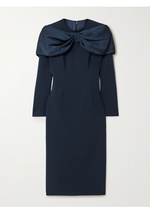 Jenny Packham - Penny Cape-effect Stretch-crepe And Satin Midi Dress - Blue - UK 8,UK 10,UK 12,UK 14,UK 16,UK 18
