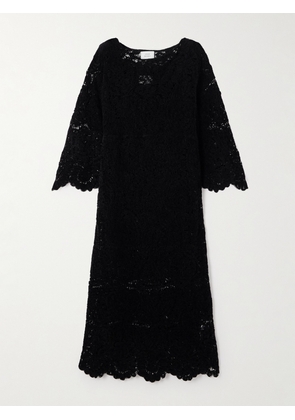 Loulou de Saison - Ciko Crocheted Silk Maxi Dress - Black - x small,small,medium,large,x large