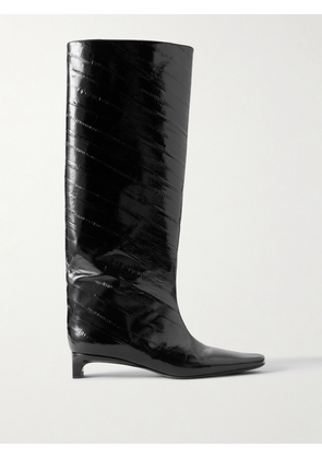 Loulou de Saison - Joan Eel-effect Patent Leather Knee Boots - Black - IT35,IT36,IT37,IT38,IT39,IT40,IT41