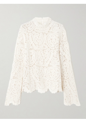 Loulou de Saison - Wade Crocheted Silk Top - Ivory - x small,small,medium,large,x large