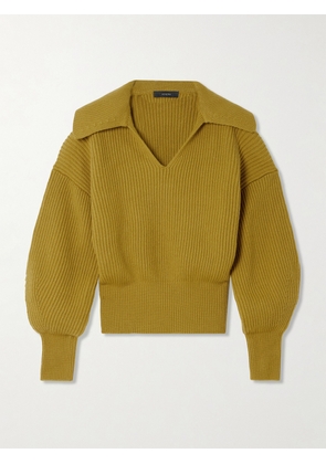 Joseph - Ribbed Wool, Silk And Cashmere-blend Polo Sweater - Yellow - x small,small,medium,large,x large