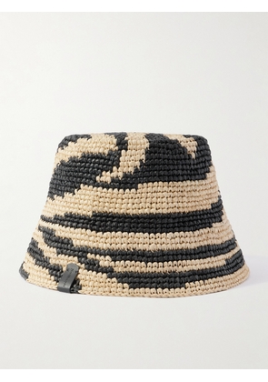 Zimmermann - Zebra-jacquard Raffia Bucket Hat - Neutrals - One size