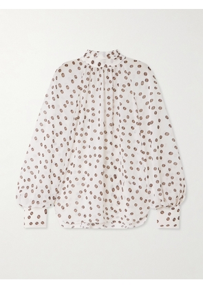 Rebecca Vallance - Candice Polka-dot Crepe De Chine Turtleneck Blouse - Ivory - UK 4,UK 6,UK 8,UK 10,UK 12,UK 14,UK 16