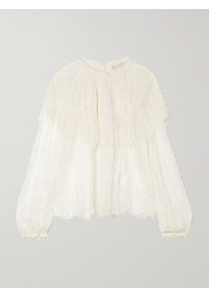 Ulla Johnson - Viviane Cape-effect Ruffled Chantilly Lace Blouse - White - US0,US2,US4,US6,US8,US10,US12