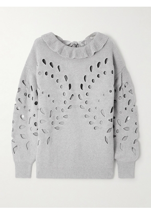 Ulla Johnson - Francia Oversized Cutout Ribbed Cotton-blend Sweater - Gray - x small,small,medium,large,x large