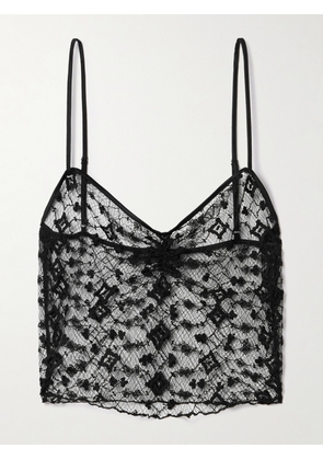 Kiki de Montparnasse - Cropped Silk-blend Satin-trimmed Lace Camisole - Black - x small,small,medium,large,x large
