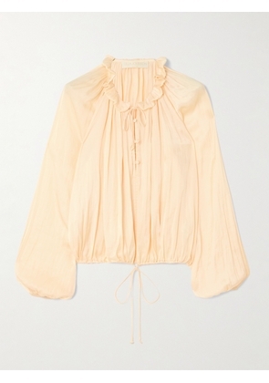 Ulla Johnson - Laurette Gathered Washed-satin Blouse - Cream - US0,US2,US4,US6,US8,US10,US12,US14,US16