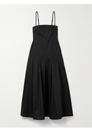 KALLMEYER - Maeve Pleated Cotton-blend Twill Midi Dress - Black - US0,US2,US4,US6,US8,US10,US12,US14