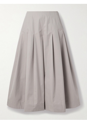 KALLMEYER - Dakota Pleated Cotton-blend Twill Midi Skirt - Gray - x small,small,medium,large