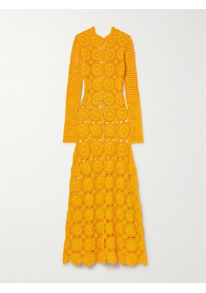 ESCVDO - Siula Crocheted Organic Cotton Maxi Dress - Yellow - x small,small,medium