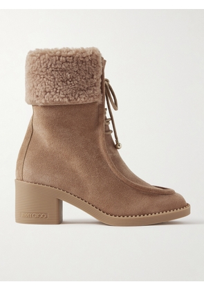 Jimmy Choo - Hali 60 Shearling-trimmed Suede Ankle Boots - Brown - IT36,IT36.5,IT37,IT37.5,IT38,IT38.5,IT39,IT39.5,IT40,IT40.5,IT41,IT41.5,IT42