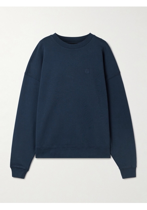 Anine Bing - Miles Embroidered Cotton-jersey Sweatshirt - Blue - x small,small,medium,large