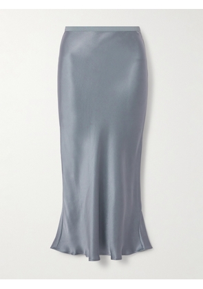Anine Bing - Bar Silk-satin Midi Skirt - Gray - xx small,x small,small,medium,large,x large