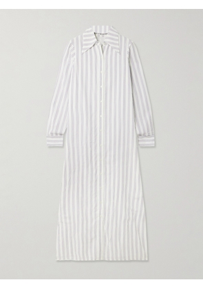 ALIX OF BOHEMIA - Lotte Striped Crepe Maxi Shirt Dress - White - x small,small,medium,large,x large