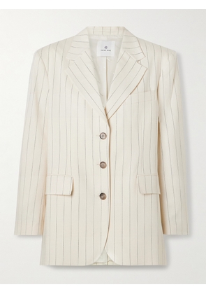 Anine Bing - Sara Oversized Pinstriped Woven Blazer - Off-white - x small,small,medium,large