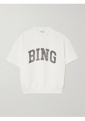 Anine Bing - Jay Printed Cotton-jersey Sweatshirt - Off-white - x small,small,medium,large
