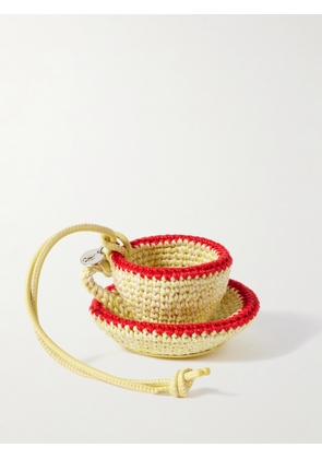 JW Anderson - Teacup Leather-trimmed Crocheted Bag Charm - Yellow - One size
