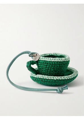 JW Anderson - Teacup Leather-trimmed Crocheted Bag Charm - Green - One size