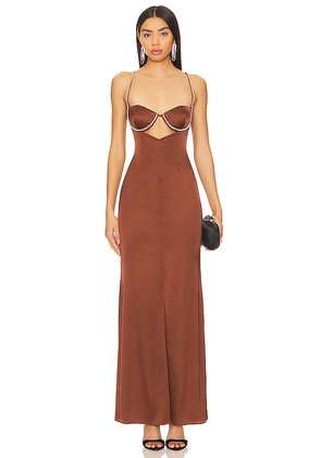 NBD Kalena Gown in Brown. Size L. Also in XS, M.