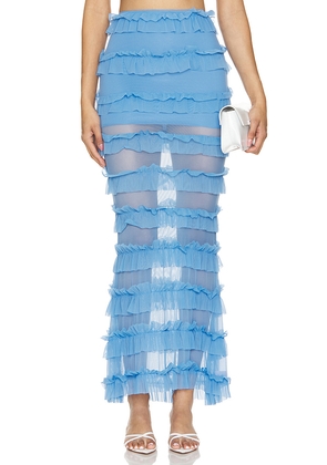 OW Collection Gracie Maxi Skirt in Blue. Size L. Also in M, S, XL, XS.
