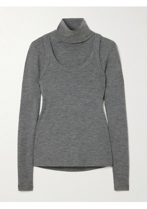 RÓHE - Convertible Layered Merino Wool-jersey Turtleneck Top - Gray - FR 34,FR 36,FR 38,FR 40,FR 42,FR 44