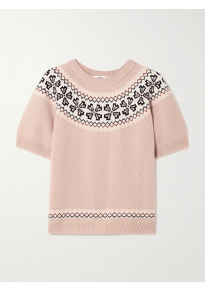 FRAME - Fair Isle Cashmere Sweater - Pink - x small,small,medium,large,x large