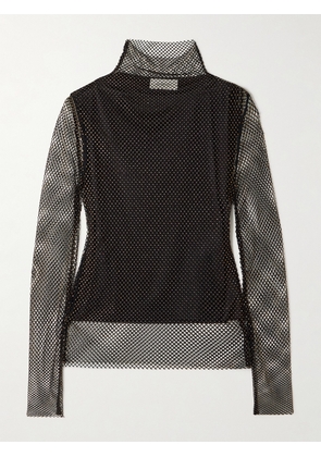 Sportmax - Gerrarda Crystal-embellished Mesh Turtleneck Top - Black - x small,small,medium,large,x large