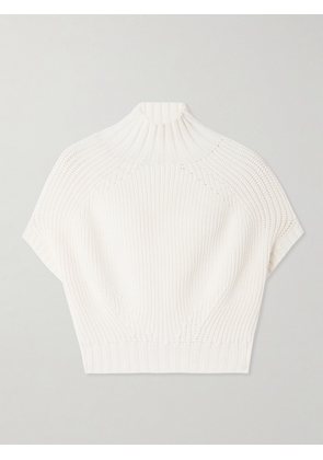 Sportmax - Balloon Cropped Ribbed Cotton-blend Sweater - Ivory - x small,small,medium,large,x large