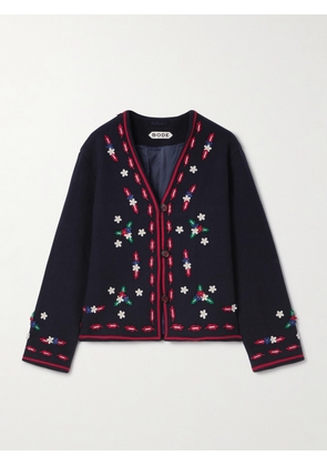 BODE - Carroll Appliquéd Wool Felt Jacket - Blue - x small,small,medium,large,x large