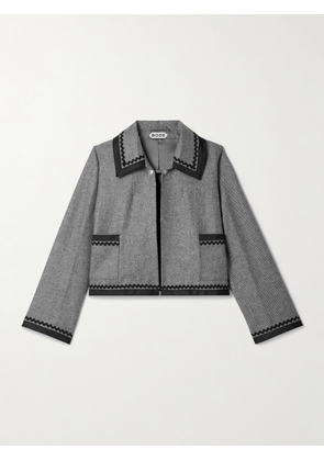 BODE - Dovecote Cropped Cotton Twill-trimmed Wool-twill Jacket - Gray - x small,small,medium,large,x large