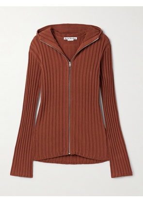 Acne Studios - Hooded Ribbed Cotton Cardigan - Red - xx small,x small,small,medium,large,x large,xx large
