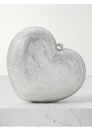 Judith Leiber Couture - L'amour Petit Coeur Crystal-embellished Silver-tone Clutch - One size