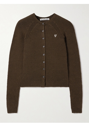 Acne Studios - Embroidered Organic Cotton-blend Cardigan - Brown - xx small,x small,small,medium,large