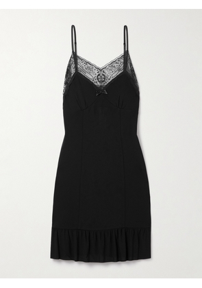 Acne Studios - Embroidered Tulle-trimmed Crepe Mini Dress - Black - DK32,DK34,DK36,DK38,DK40,DK42