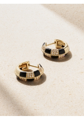 Yvonne Léon - Mini Créoles 9-karat Gold, Onyx And Diamond Hoop Earrings - Black - One size