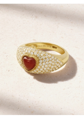 Yvonne Léon - Mini Bague Dôme Coeur 9-karat Gold, Agate And Diamond Ring - 3,4,5