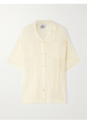 Donde Esteban - Guayabera Pointelle-knit Shirt - Cream - x small,small,medium,large,x large