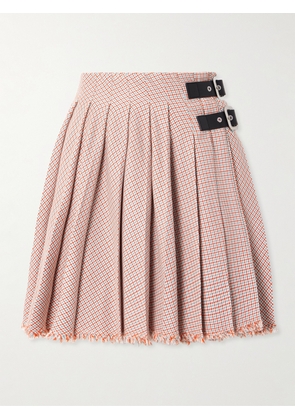Jil Sander - Belted Pleated Frayed Checked Cotton And Wool-blend Mini Skirt - Multi - FR 34,FR 36,FR 38,FR 40,FR 42