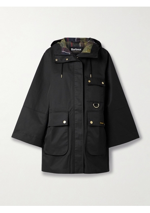 Barbour - Arla Hooded Waxed Cotton-blend Coat - Black - UK 6,UK 8,UK 10,UK 12,UK 14,UK 16,UK 18