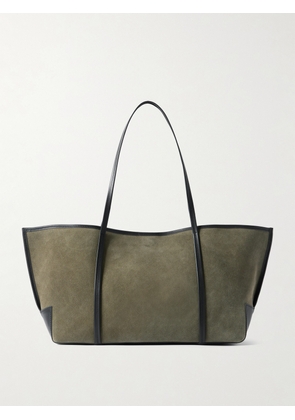 ST. AGNI - Bateau Leather-trimmed Suede Tote - Green - One size