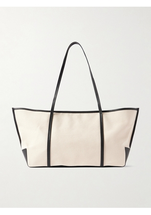 ST. AGNI - Bateau Leather-trimmed Cotton-canvas Tote - Off-white - One size