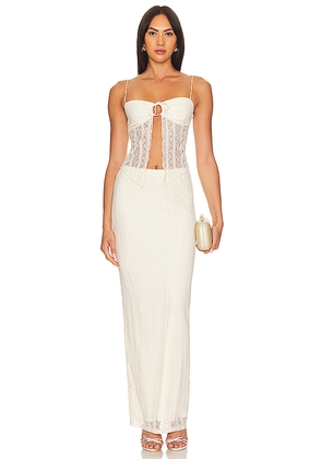 MORE TO COME Lali Maxi Skirt Set in Ivory. Size L. Also in M, S, XS, XXS.