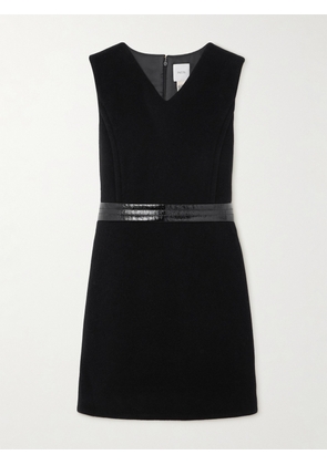 Patou - Vinyl-trimmed Wool-blend Mini Dress - Black - FR 34,FR 36,FR 38,FR 40,FR 42,FR 44