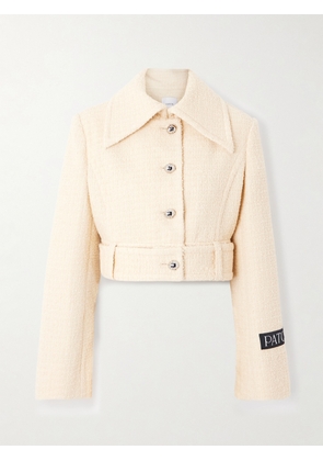 Patou - Belted Appliquéd Wool-blend Tweed Jacket - Cream - FR 34,FR 36,FR 38,FR 40,FR 42