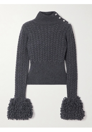 Patou - Cropped Fringed Cable-knit Merino Wool And Cashmere-blend Sweater - Gray - x small,small,medium,large,x large