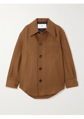 AMI PARIS - Frayed Wool-twill Overshirt - Brown - xx small,x small,small,medium,large