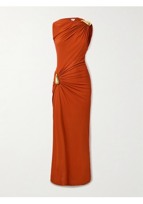 Bottega Veneta - Gathered Embellished Crepe-jersey Maxi Dress - Orange - IT34,IT36,IT38,IT40,IT42