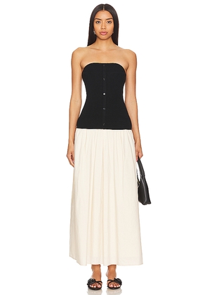 Line & Dot Tanner Combo Dress in Black,Cream. Size L. Also in XS, S, M, XL.