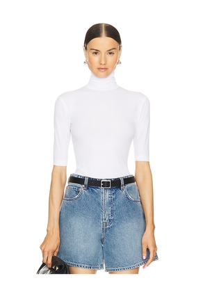 Norma Kamali Slim Fit Short Sleeve Turtleneck Top in White. Size XS. Also in XXS.