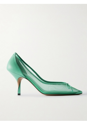 Jacquemus - The Tourni Bow-detailed Leather-trimmed Mesh Pumps - Green - FR37,FR38,FR39,FR40,FR41